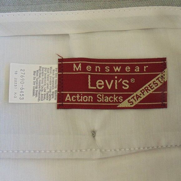 new LEVI'S Action Slacks, 38x34, Light Gray, 1984 Vintage, Sta-prest Clasp waist - Picture 13 of 15